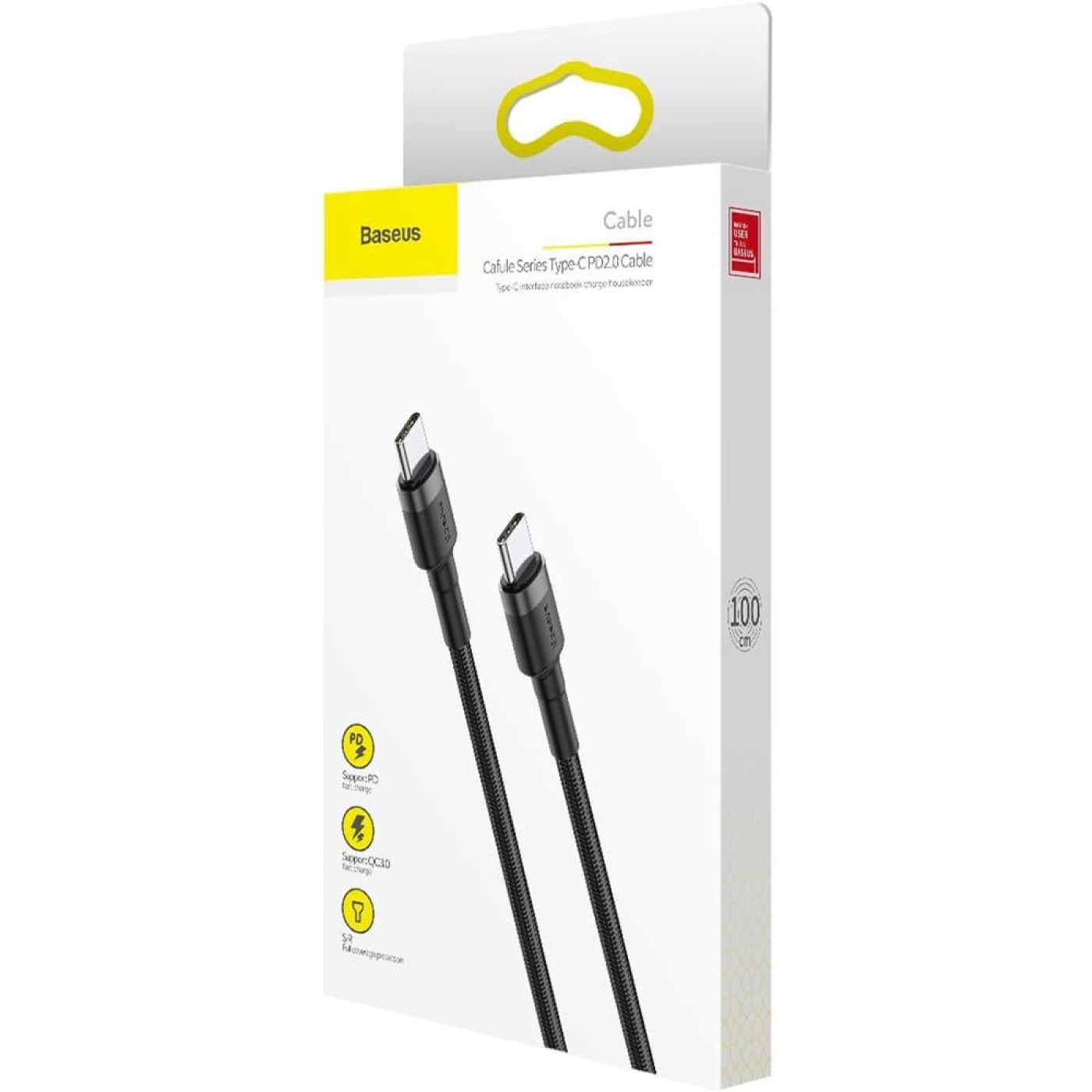 Кабель Baseus Cafule Type-C to Type-C PD 2.0 60W (1m) gray/black (CATKLF-GG1)