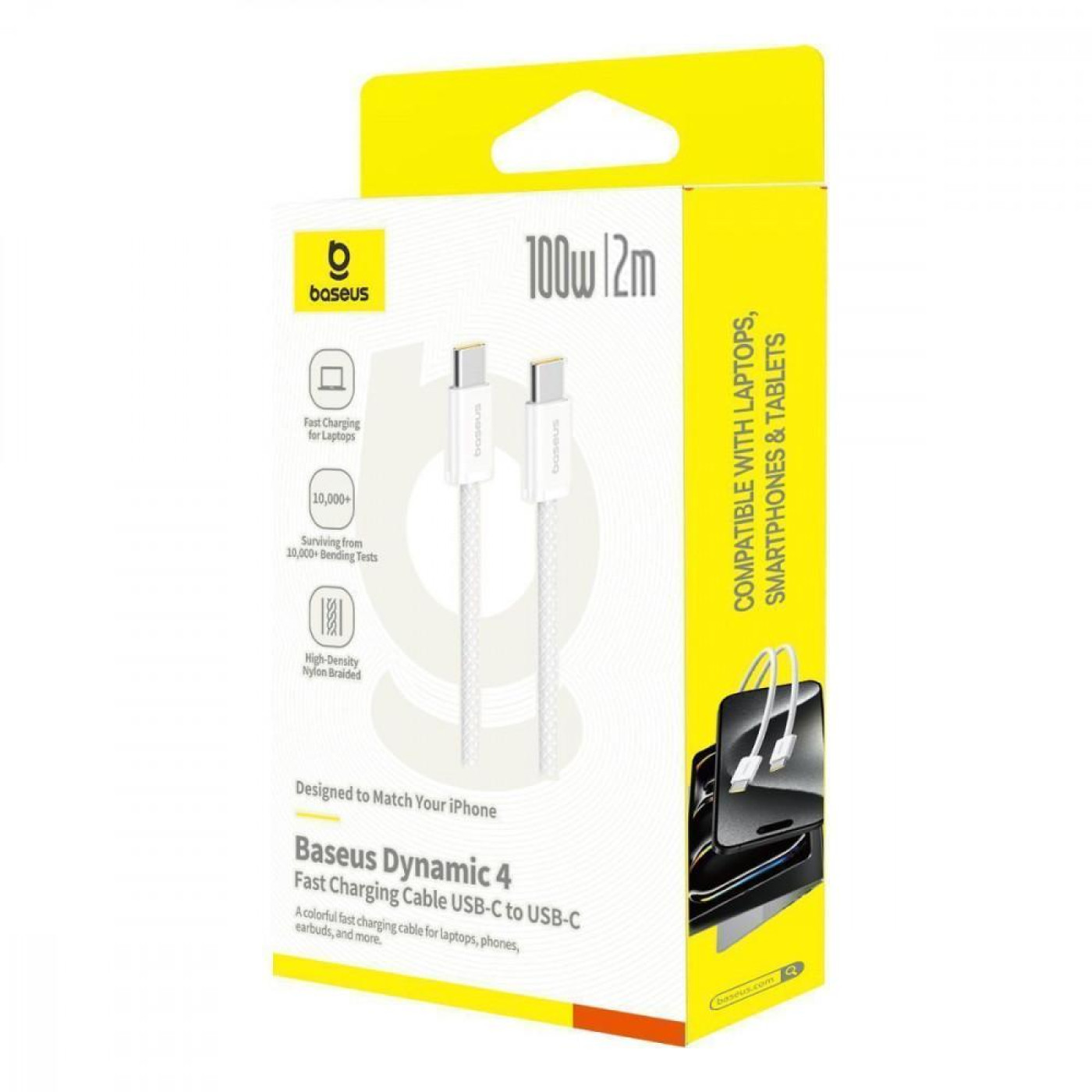 Кабель Baseus Dynamic 4 Fast Charging Type-C to Type-C 100W (2m) white (P10381400211-01)