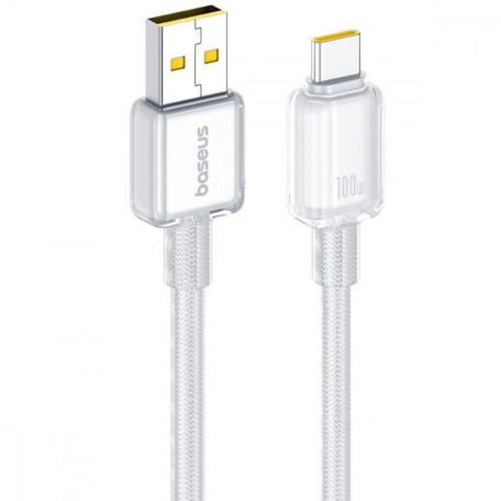 Кабель Baseus Crystal Fast Charging Data USB to Type-C (Car Charging Supported) 100W/7.5W (2m) white (E0427901)