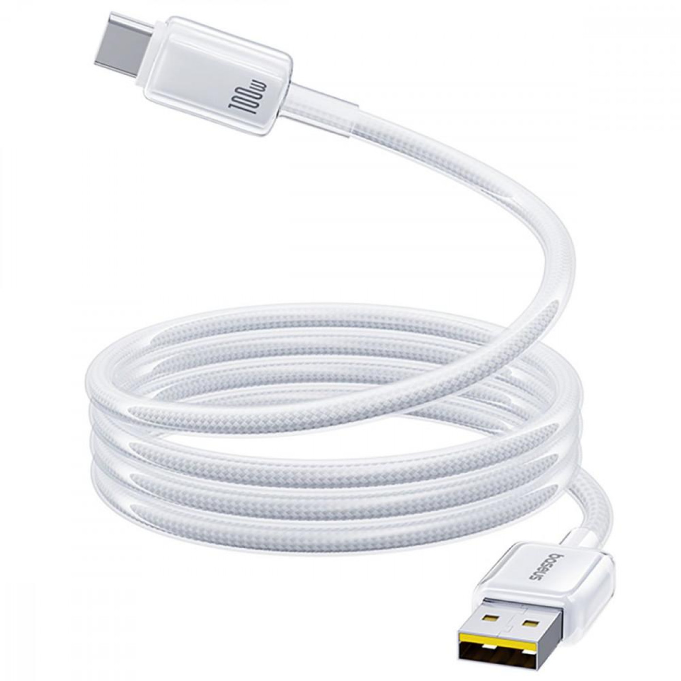 Кабель Baseus Crystal Fast Charging Data USB to Type-C (Car Charging Supported) 100W/7.5W (2m) white (E0427901)