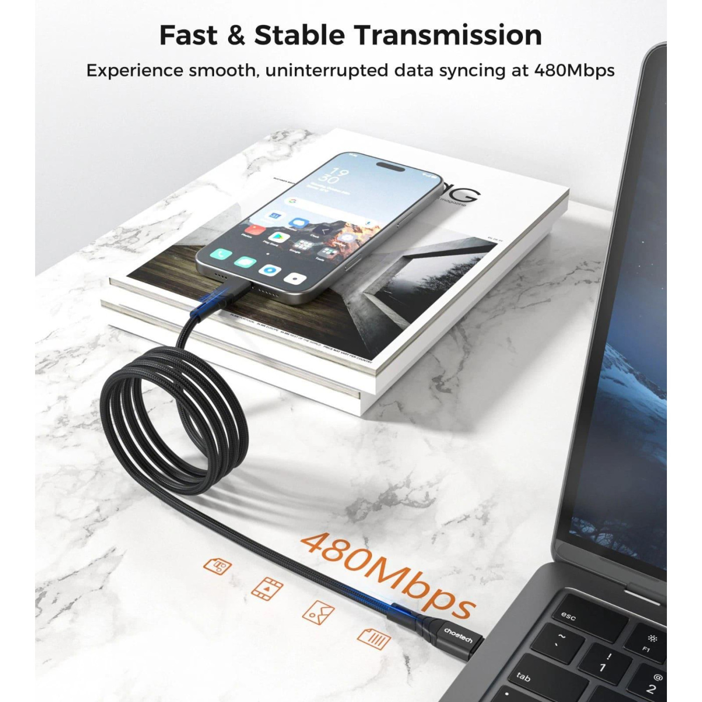 Кабель Choetech XCC-1008,USB 2.0, Power Delivery (PD), до 100 Ватт C-тато/C-тато, 1.8 м. (XCC-1008)