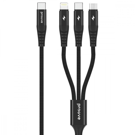 Кабель Proove Hydra 3 in1 Type-C + Micro USB + Lightning (1m) black (CCHY15012101)
