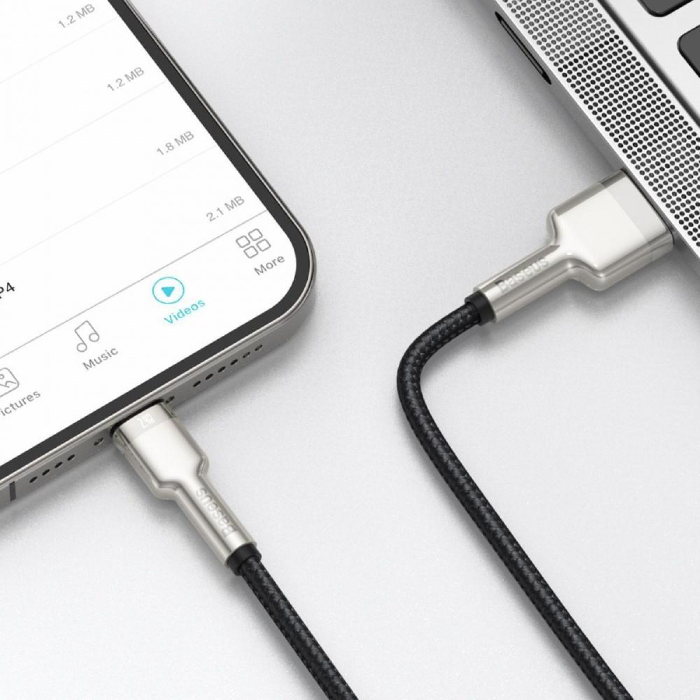 Кабель Baseus Cafule Series Metal Data Cable USB to Lightning 2.4A 0.25m Black (CALJK-01)