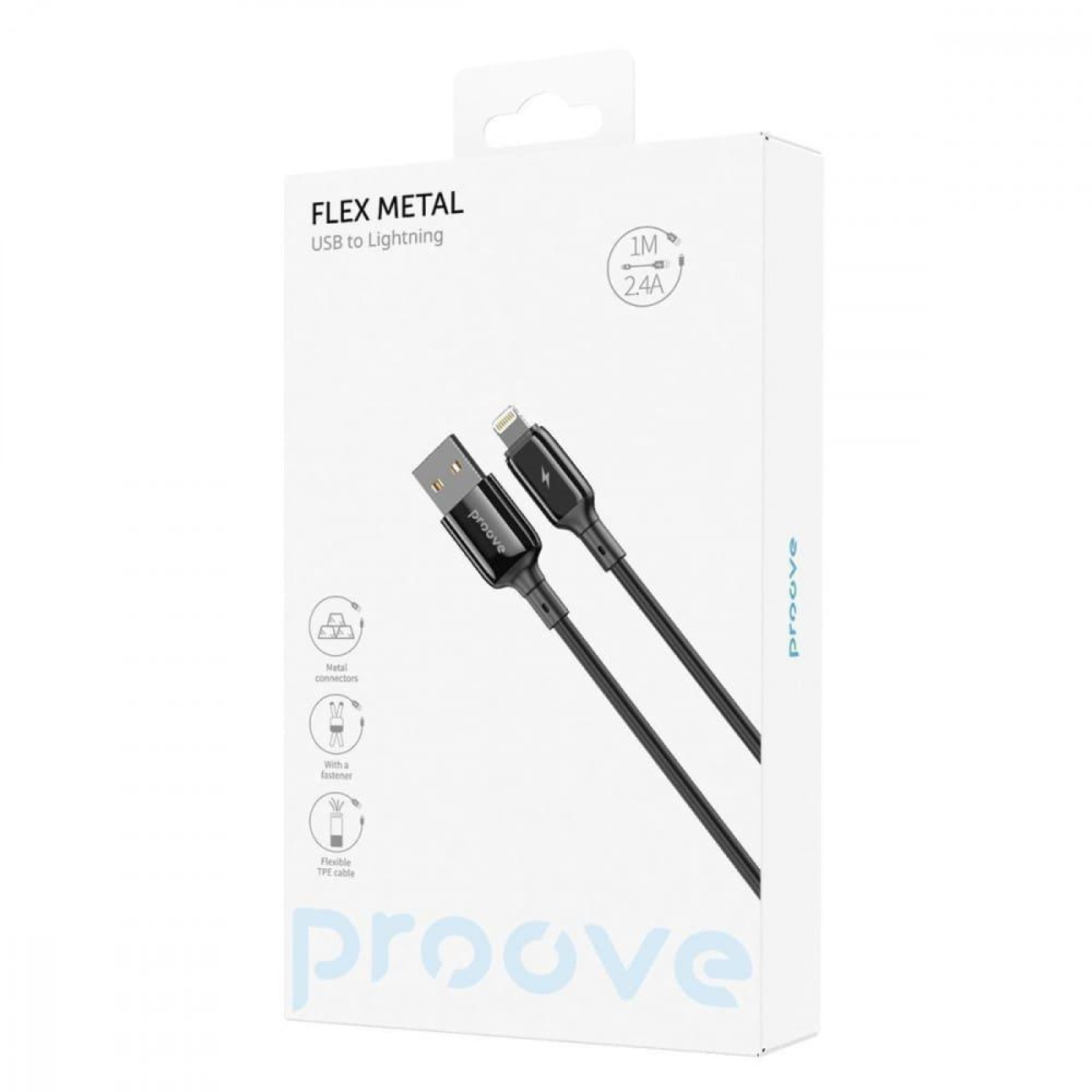 Кабель Proove Flex Metal Lightning 2.4A (1m) black (CCFM20001101)