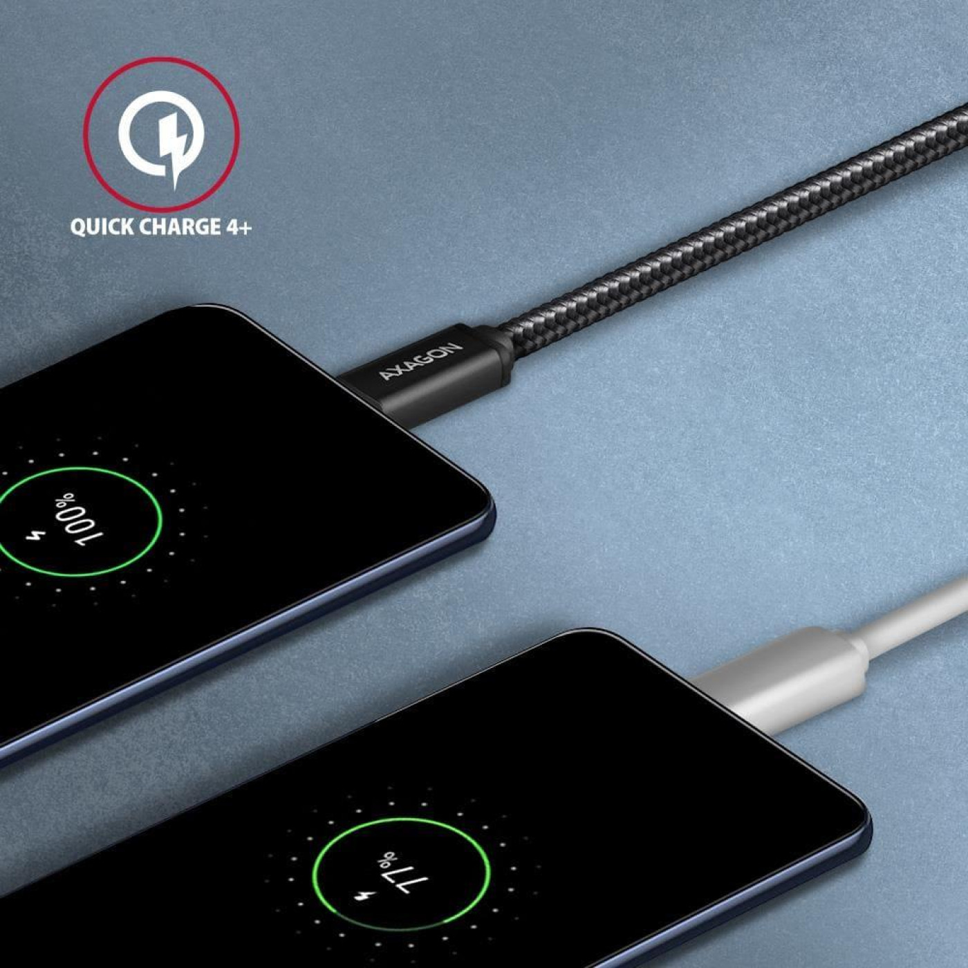 Кабель AXAGON BUCM3-CM10AB USB-C-USB-C 3.2 Gen 1 1m, PD 60W, 3A, чорний (BUCM3-CM10AB)