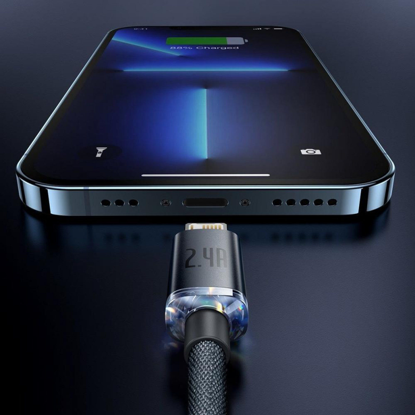 Кабель Baseus Crystal Shine Series USB Lightning 2.4 A 2m Black (CAJY000101)