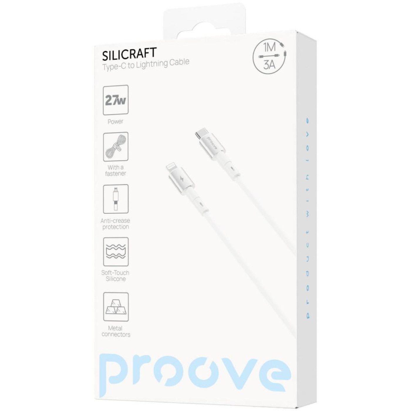 Кабель Proove Silicraft Type-C to Lightning 27W (1m) white (CCSC27002102)