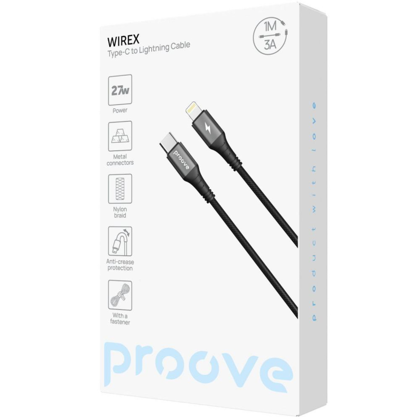 Кабель Proove WireX Type-C to Lightning 27W (1m) black (CCWX27002101)