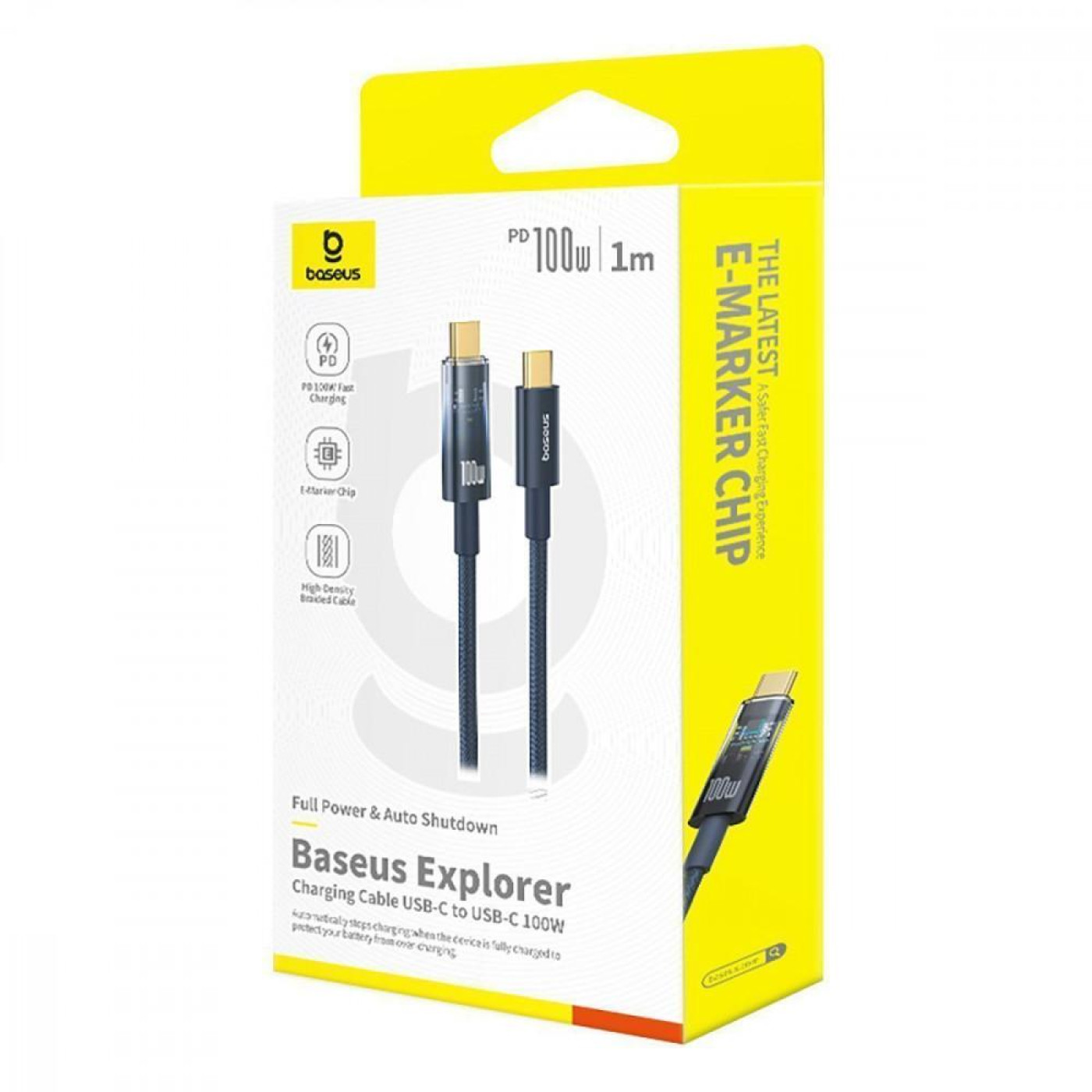 Кабель Baseus Explorer Series Auto Power-Off Type-C to Type-C 100W (1m) black (P10319703111-00)