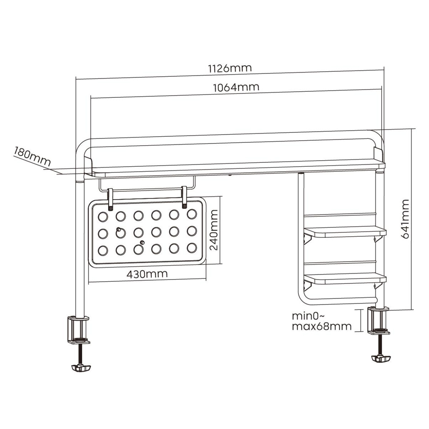 Настільна полиця на затискачах DS253B