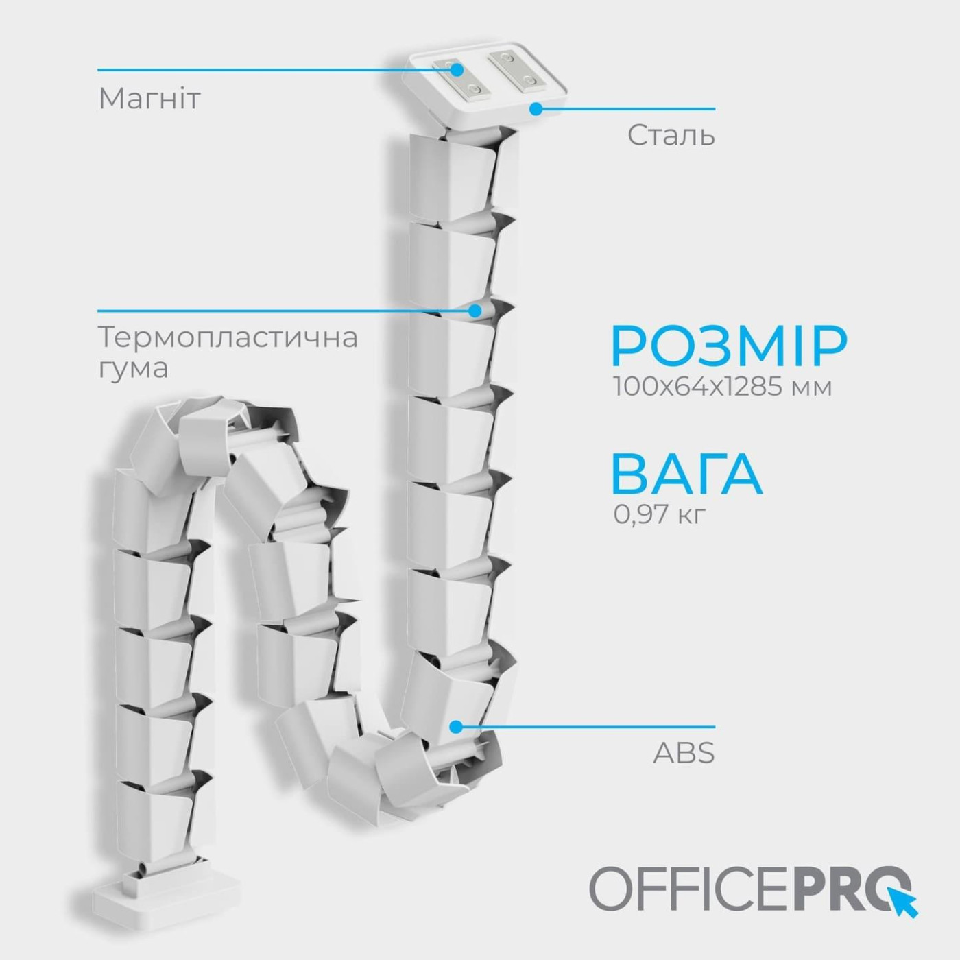 Органайзер для кабелю Officepro CM800W White