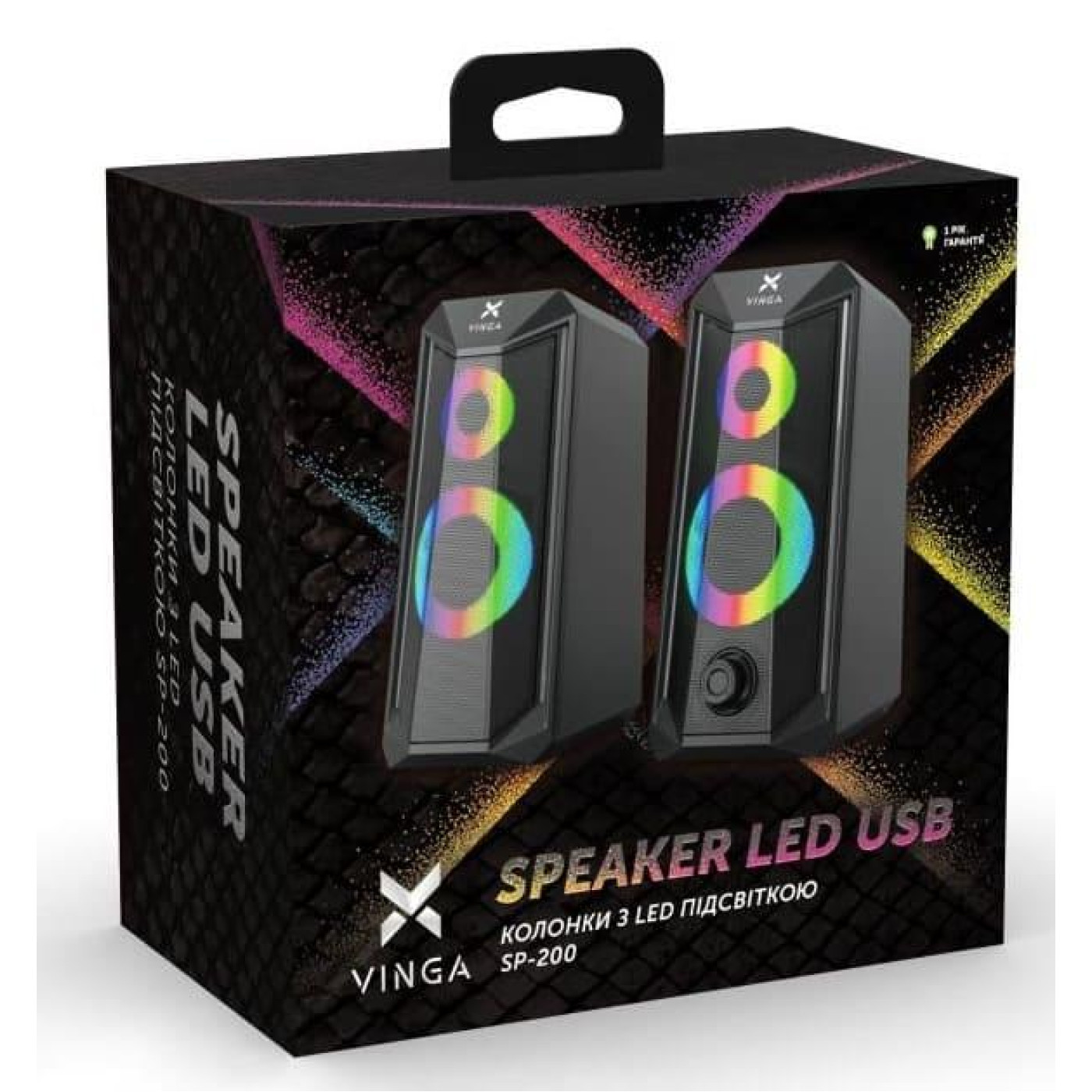 Акустическая система Vinga 2.0 SP-200 LED USB Black (SP-200 LED USB Black)