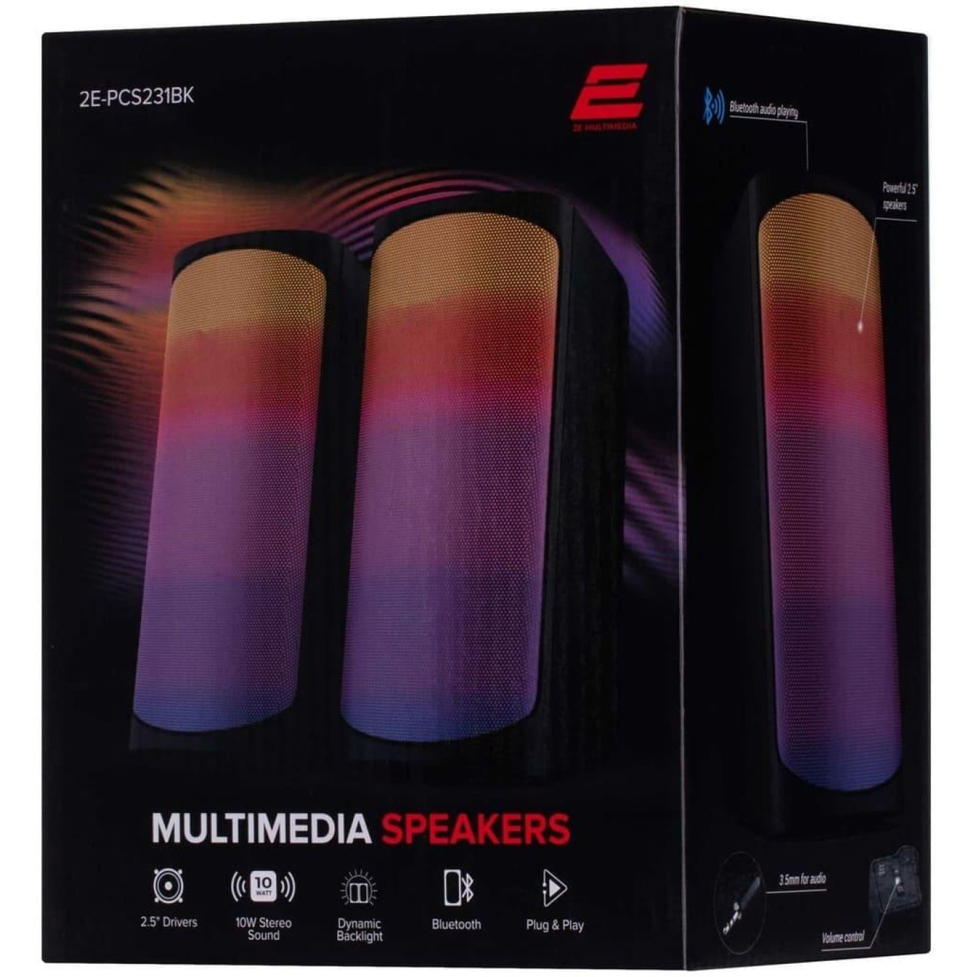 Акустическая система 2E 2.0 PCS231 RGB USB Black (2E-PCS231BK)