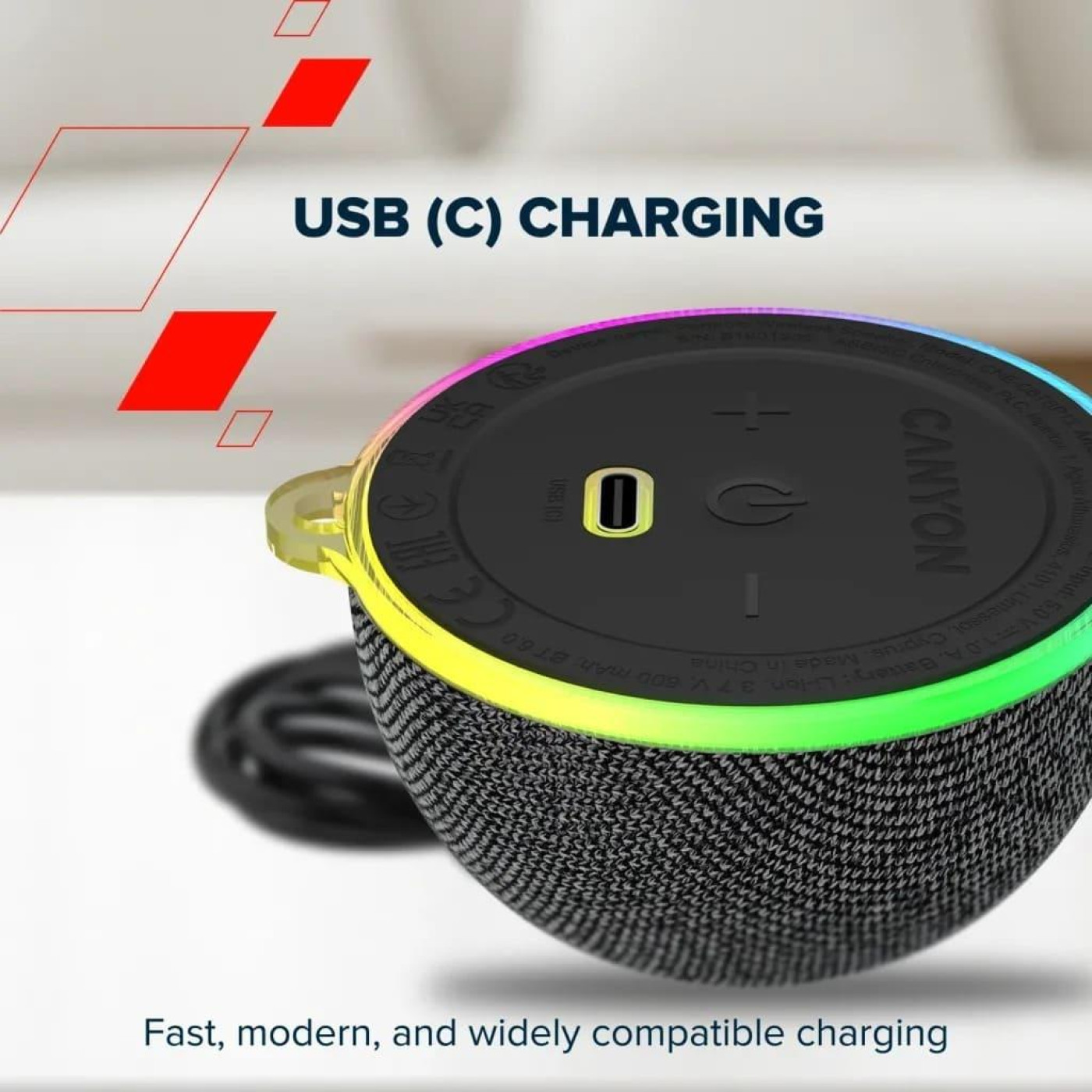 Портативная акустика Canyon Magnetic BT speaker OnMove 13 5W Black (CNE-CBTSP13B)