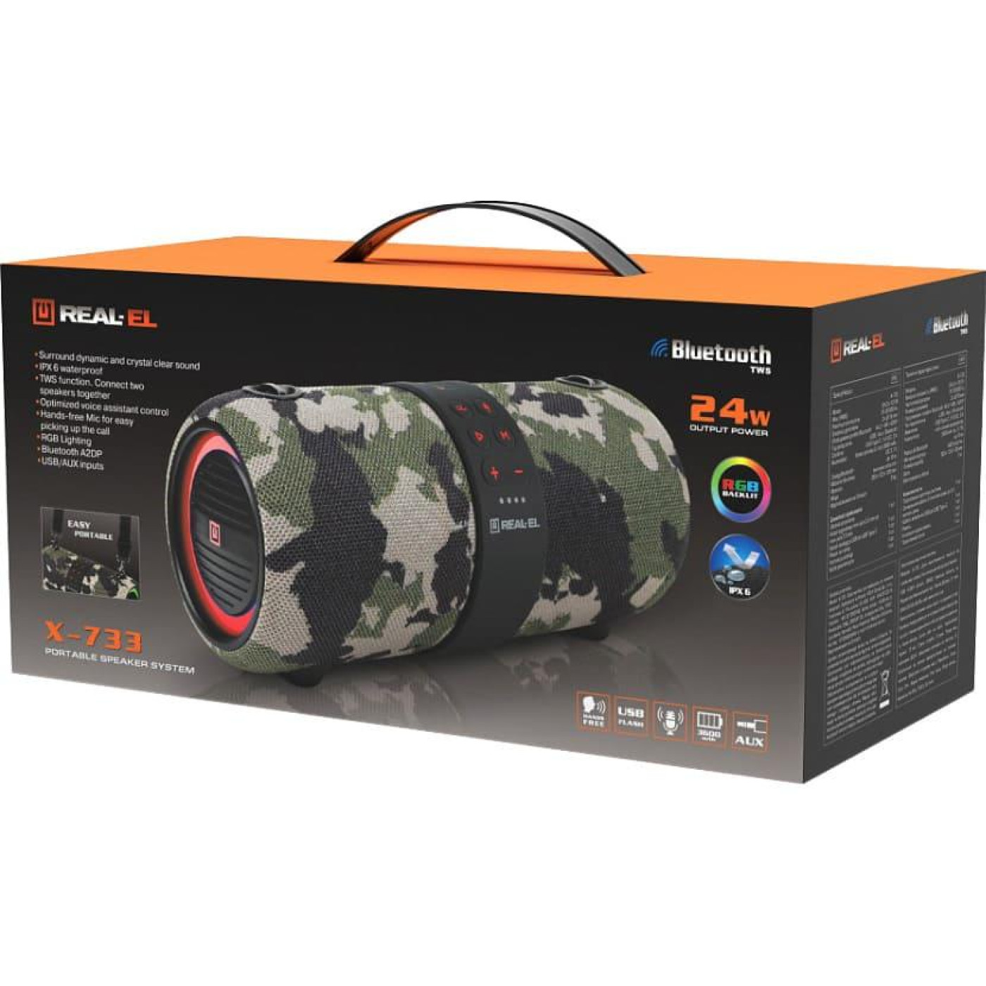 Портативная акустика Real-EL X-733 Camo (EL121600020)