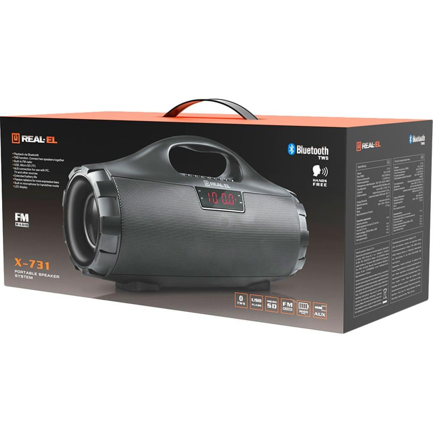 Портативная акустика Real-EL X-731 Black (X-731 Black)