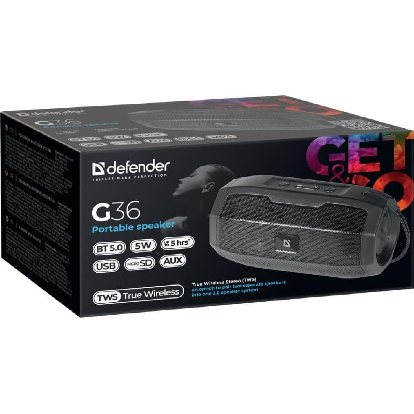 Портативна акустика Defender G36 5Вт FM/microSD/USB Black (65036)