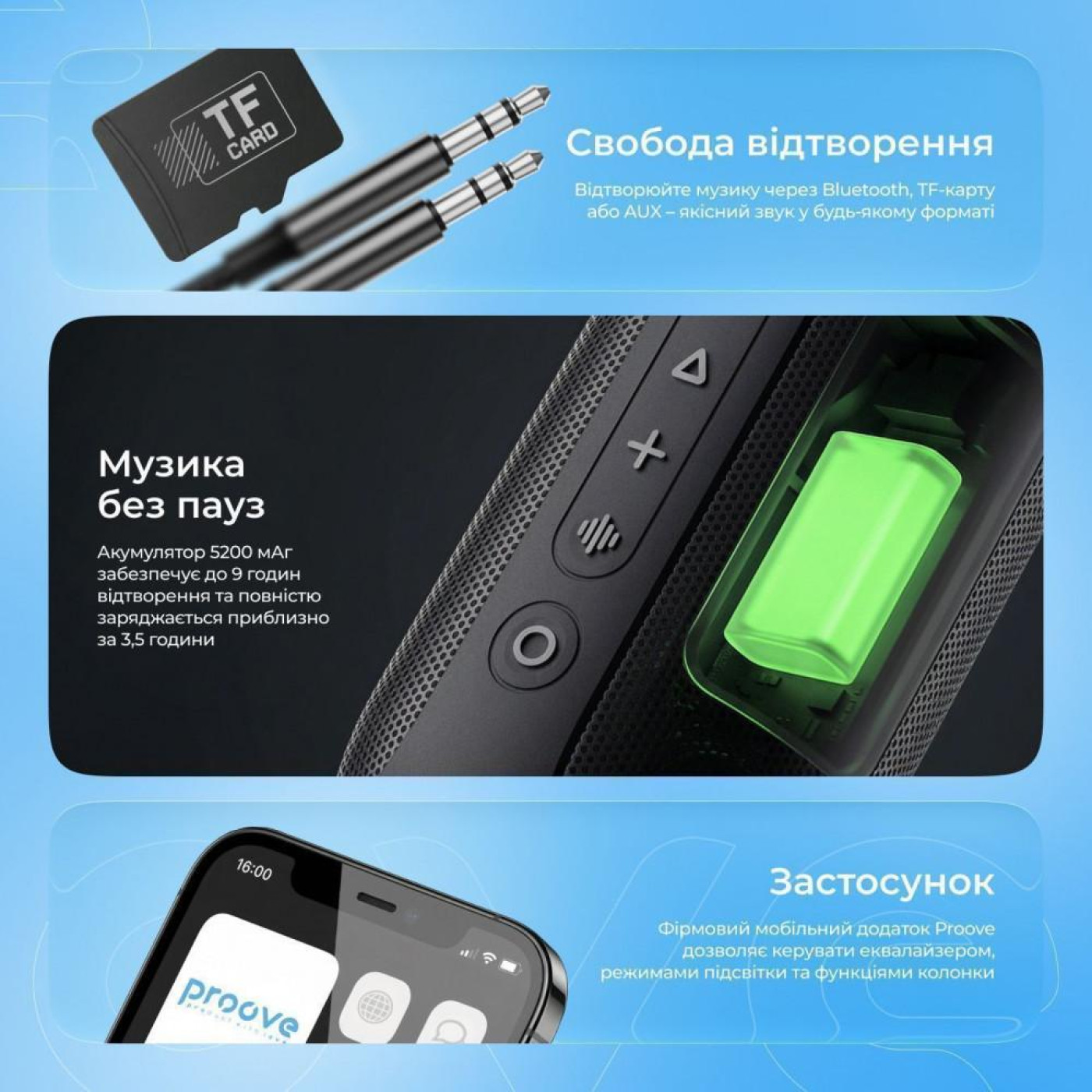 Портативна акустика Proove SoundTrap III 30W (APP) black (PSST3001AP01)