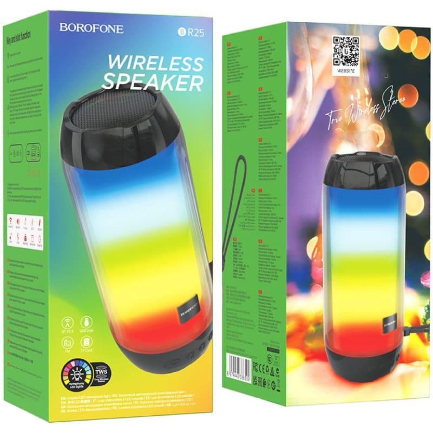 Портативна колонка BOROFONE BR25 Crazy sound colorful luminous BT speaker Black