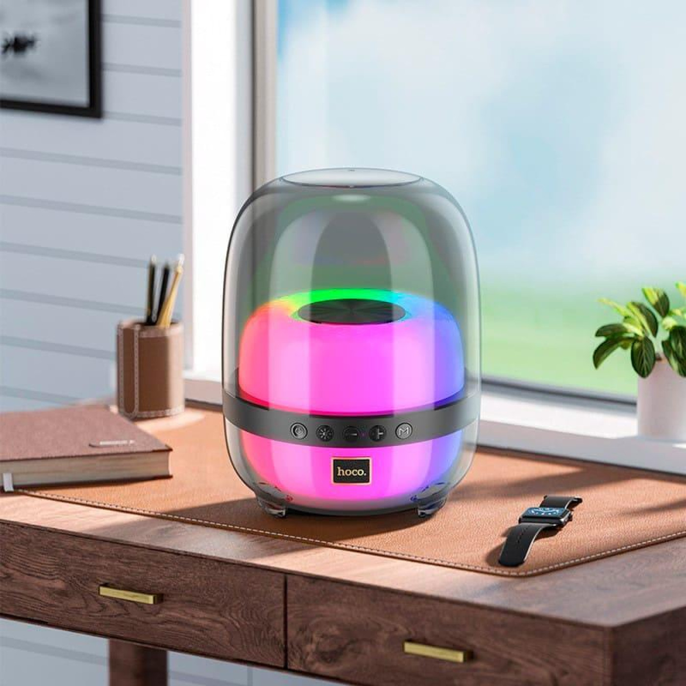 Портативна колонка HOCO BS58 Crystal colorful luminous BT speaker Magic Black Night