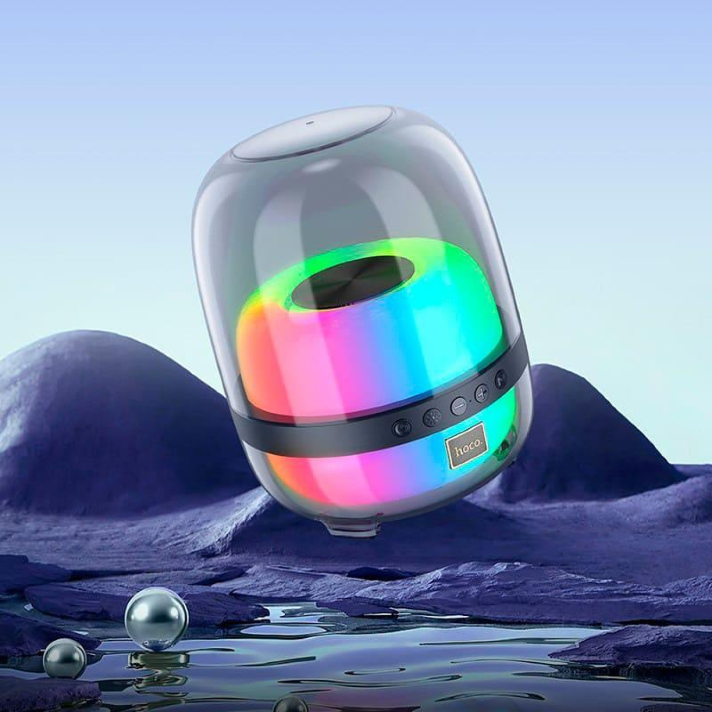 Портативна колонка HOCO BS58 Crystal colorful luminous BT speaker Magic Black Night