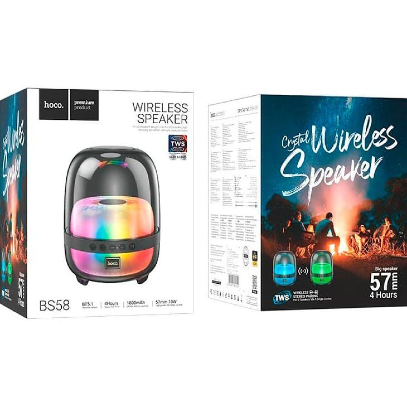 Портативна колонка HOCO BS58 Crystal colorful luminous BT speaker Magic Black Night