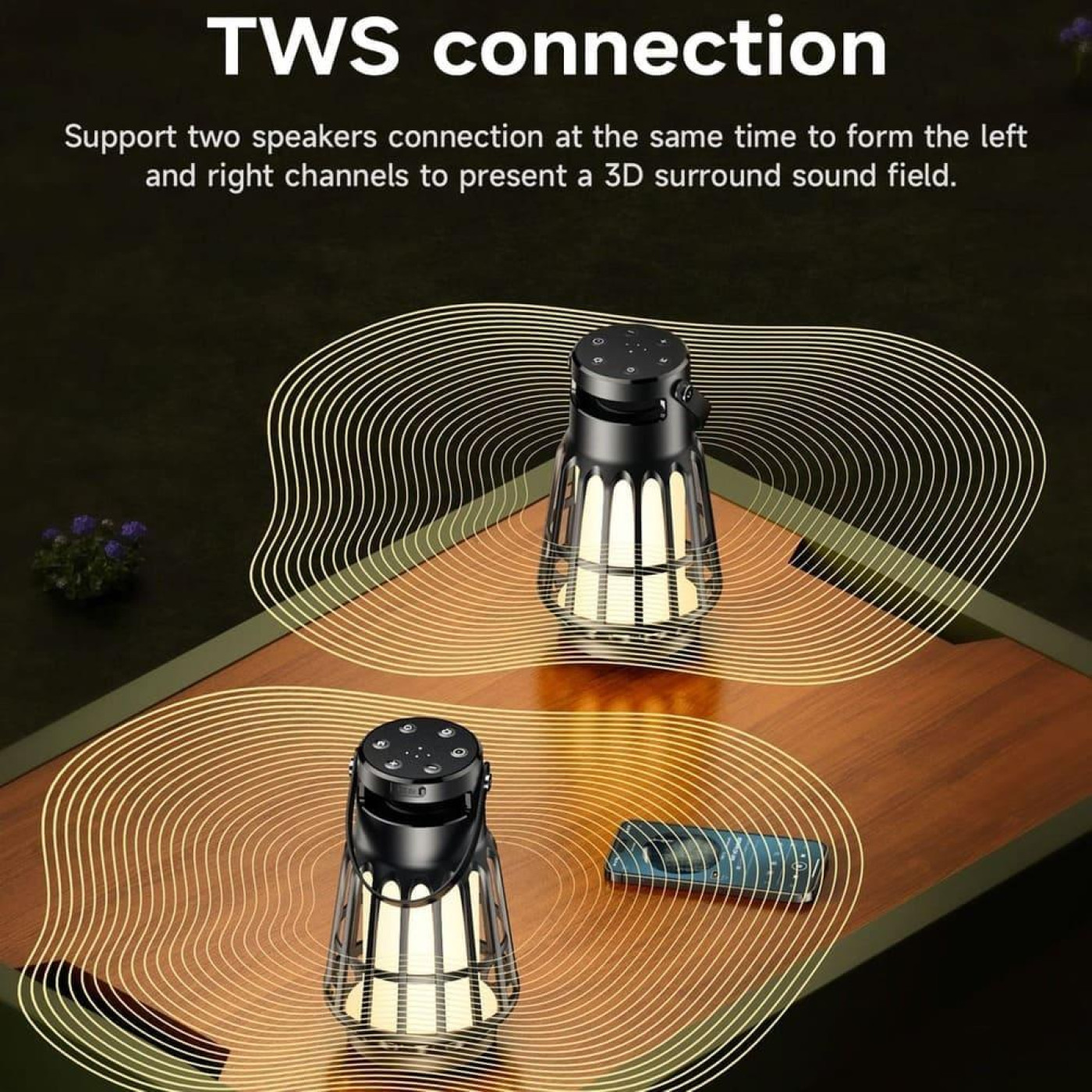 Портативна колонка HOCO BS61 Wild fun outdoor camping light BT speaker Magic Black Nnight