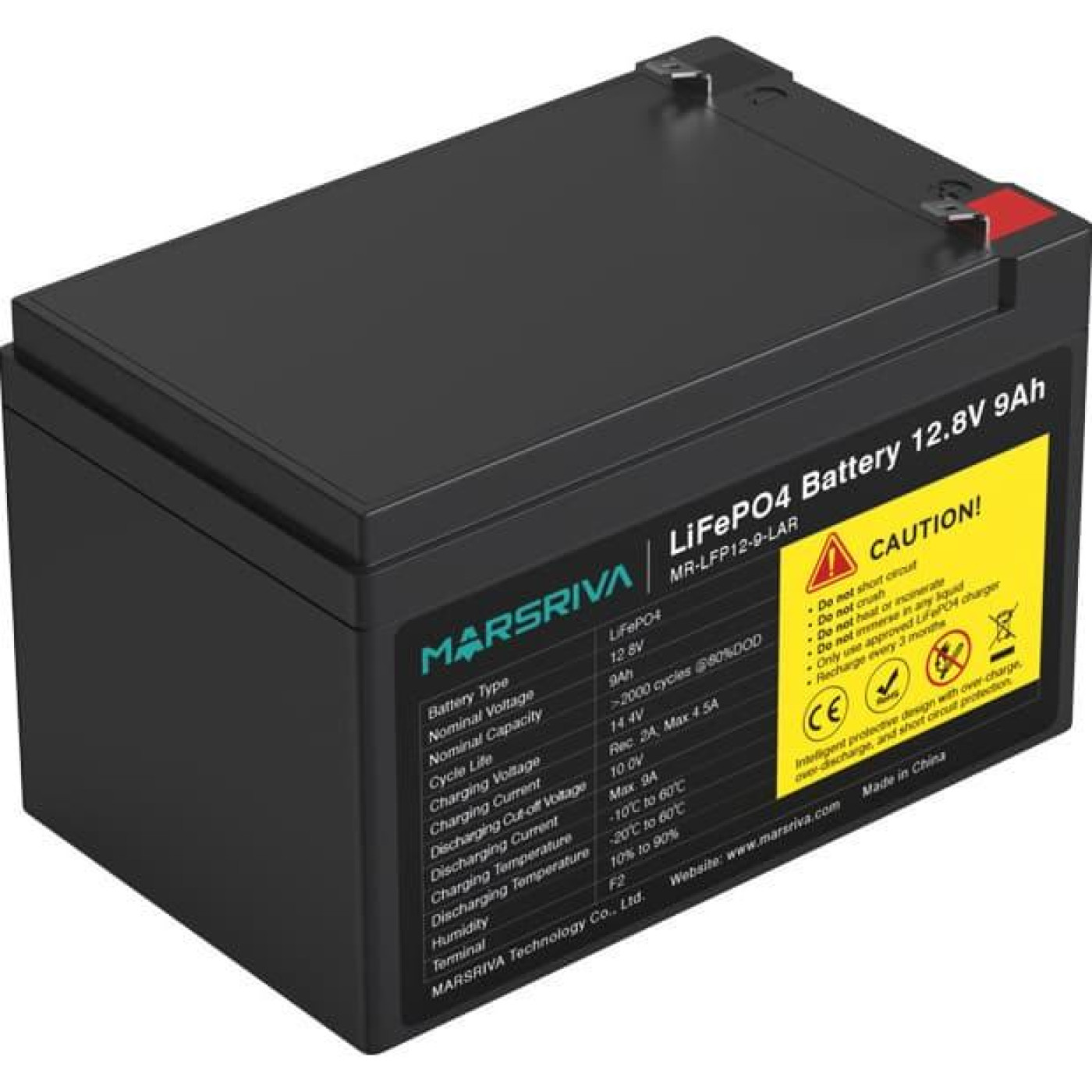 Акумуляторна батарея для ДБЖ Marsriva LiFePO4 12.8 V / 9 А*ч (MR-LFP12-9-LAR)