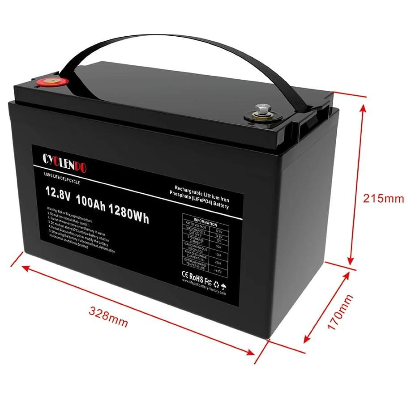 Аккумуляторная батарея для ИБП Cyclen LiFePO4 12.8 V / 100 А*ч (44-00075)