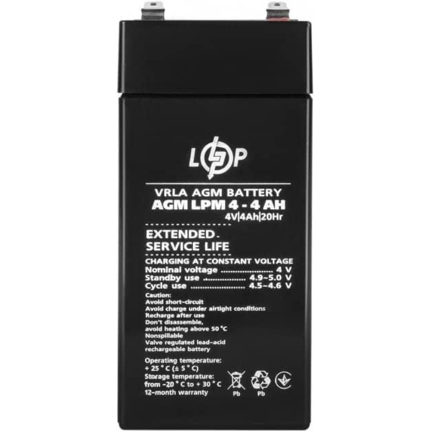 Аккумуляторная батарея для ИБП LogicPower LPM 4V 4AH (LPM 4 - 4 AH) AGM LP4135