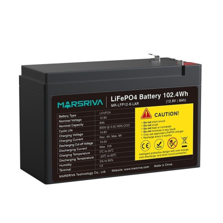 Акумуляторна батарея для ДБЖ Marsriva LiFePO4 12.8 V / 8 А*ч (MR-LFP12-8-LAR)