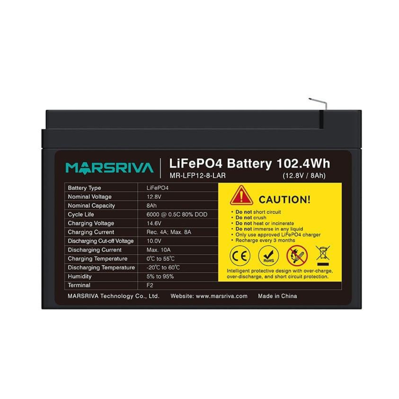 Аккумуляторная батарея для ИБП Marsriva LiFePO4 12.8 V / 8 А*ч (MR-LFP12-8-LAR)