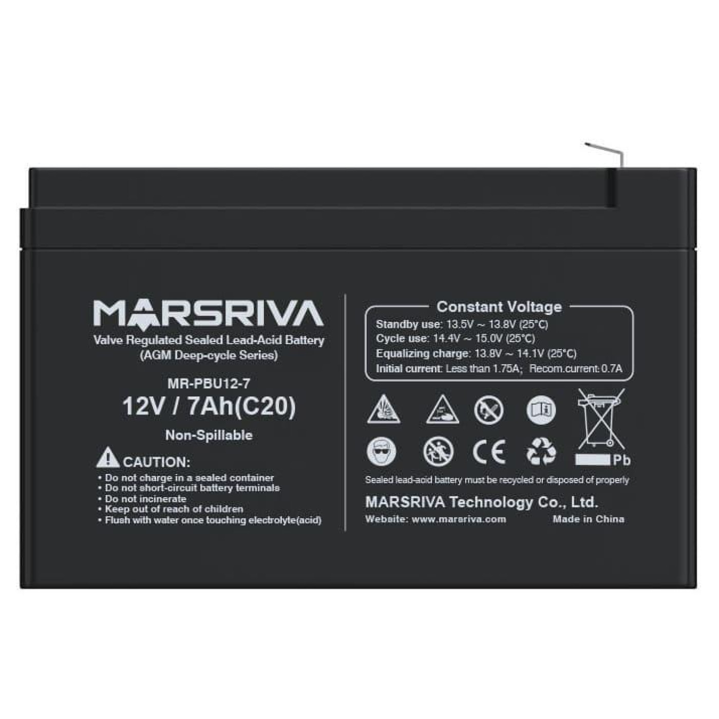 Аккумуляторная батарея для ИБП Marsriva 12 V / 7 А*ч (MR-PBU12-7)