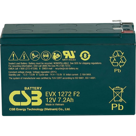 Акумуляторна батарея для ДБЖ CSB AGM VRLA 12 V / 7.2 А*ч (EVX1272F2)