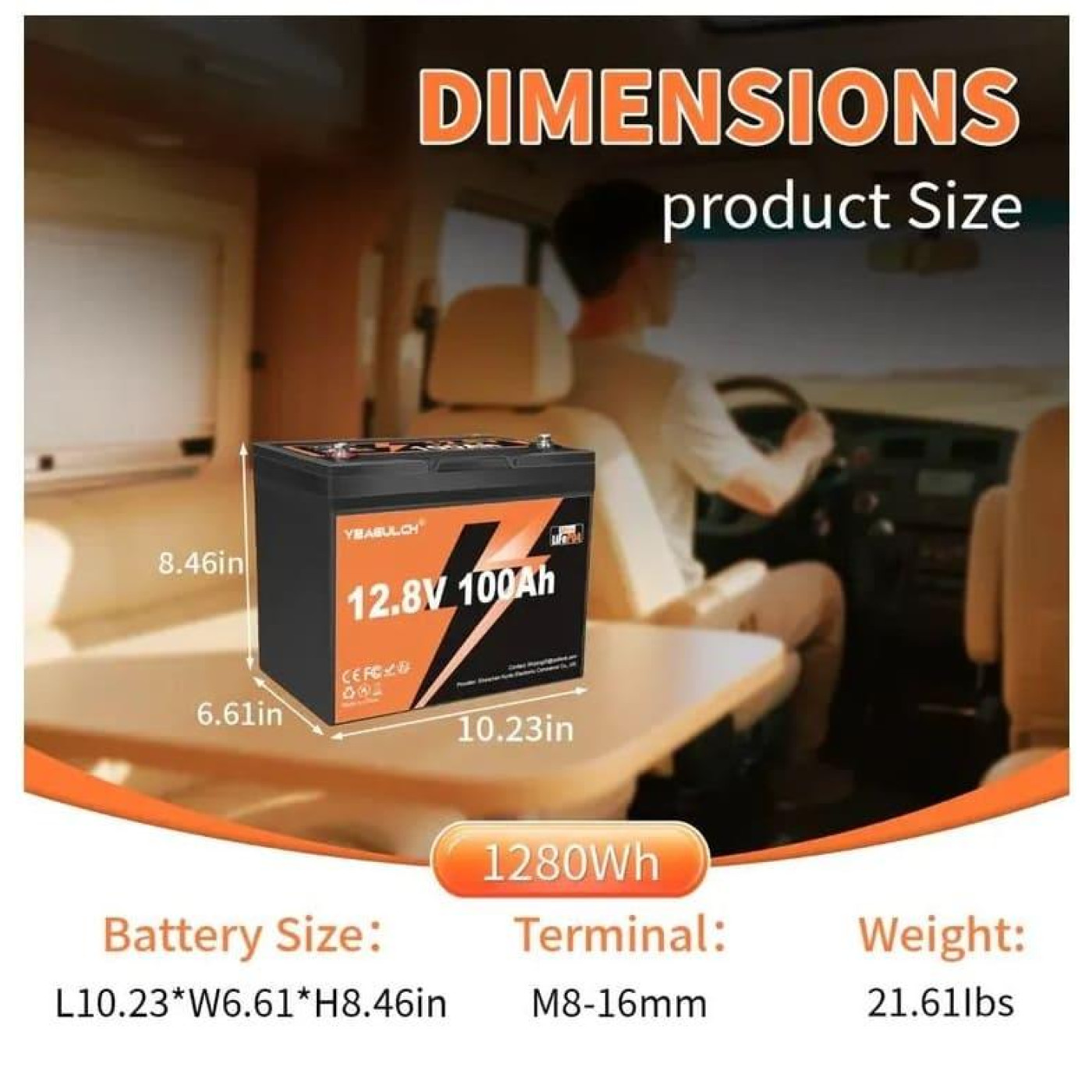 Аккумуляторная батарея для ИБП YEAGULCH 12.8 V / 100 А*ч (YEAGULCH-12,8V/100Ah)