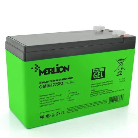 Акумуляторна батарея для ДБЖ Merlion AGM 12 V / 7.5 А*ч (G-MLG1275F2)