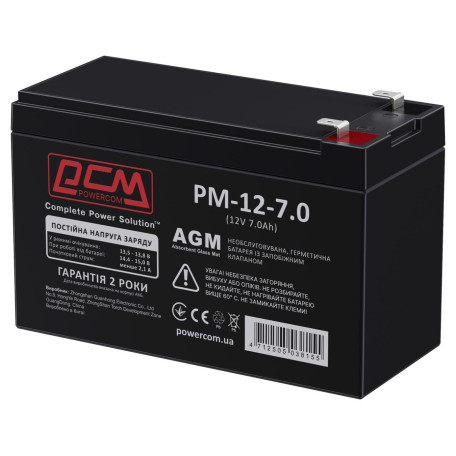 Акумуляторна батарея для ДБЖ Powercom AGM 12 V / 7 А*ч (PM-12-7.0)
