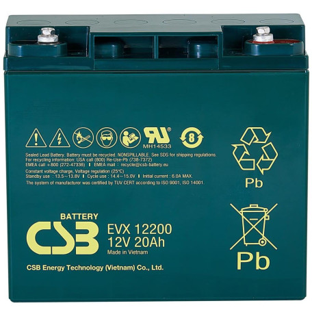 Акумуляторна батарея для ДБЖ CSB AGM 12 V / 20 А*ч (EVX12200)