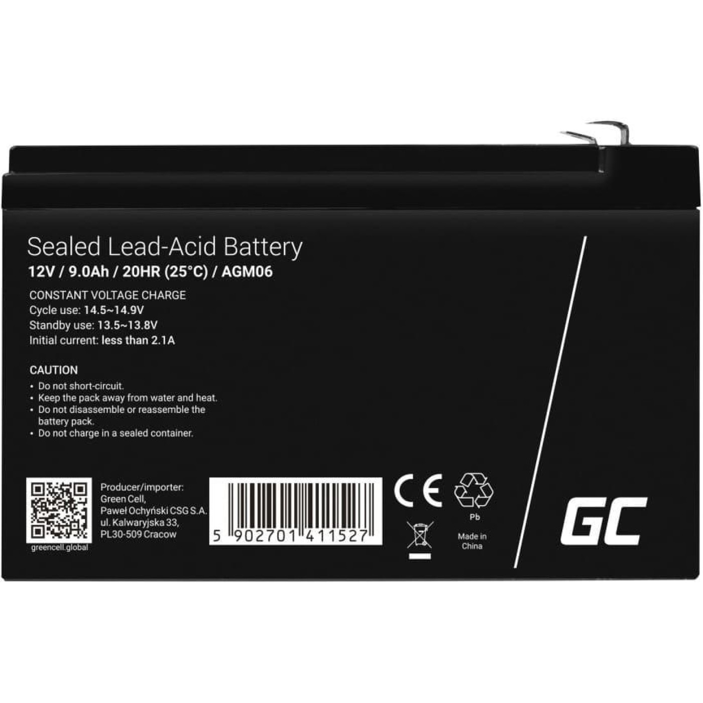 Аккумуляторная батарея для ИБП Green Cell 12 V / 9 А*ч (85076000)