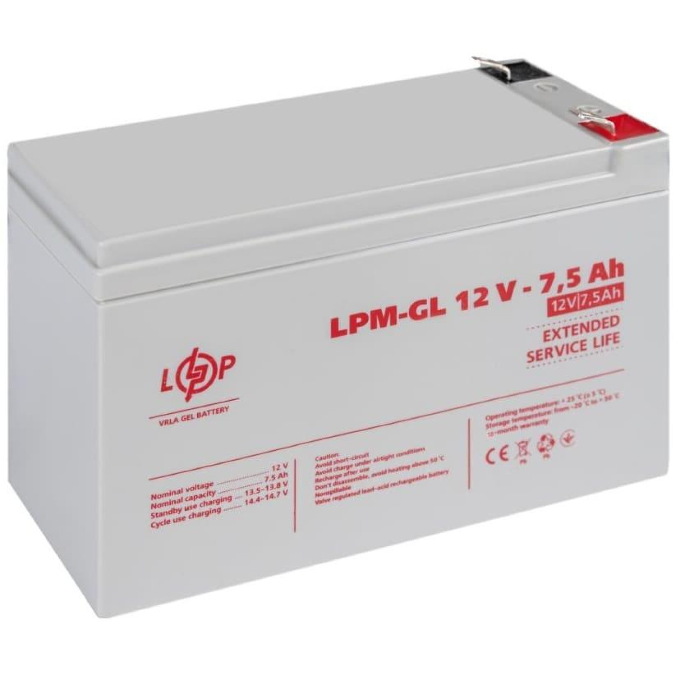 Акумуляторна батарея для ДБЖ LogicPower GEL 12 V / 7.5 А*ч (LP6562)