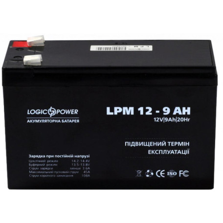Аккумуляторная батарея для ИБП LogicPower AGM 12 V / 9 А*ч (3866)