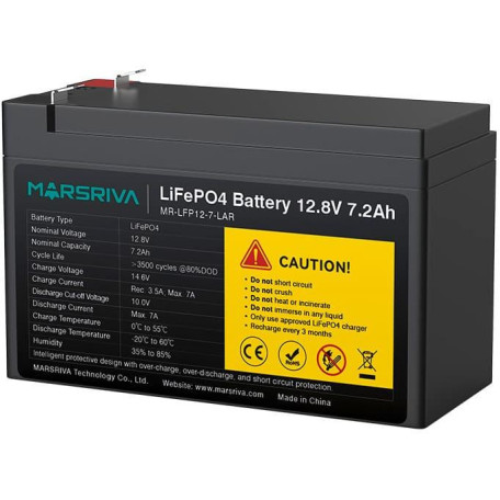 Акумуляторна батарея для ДБЖ Marsriva LiFePO4 12.8 V / 7.2 А*ч (MR-LFP12-7-LAR)