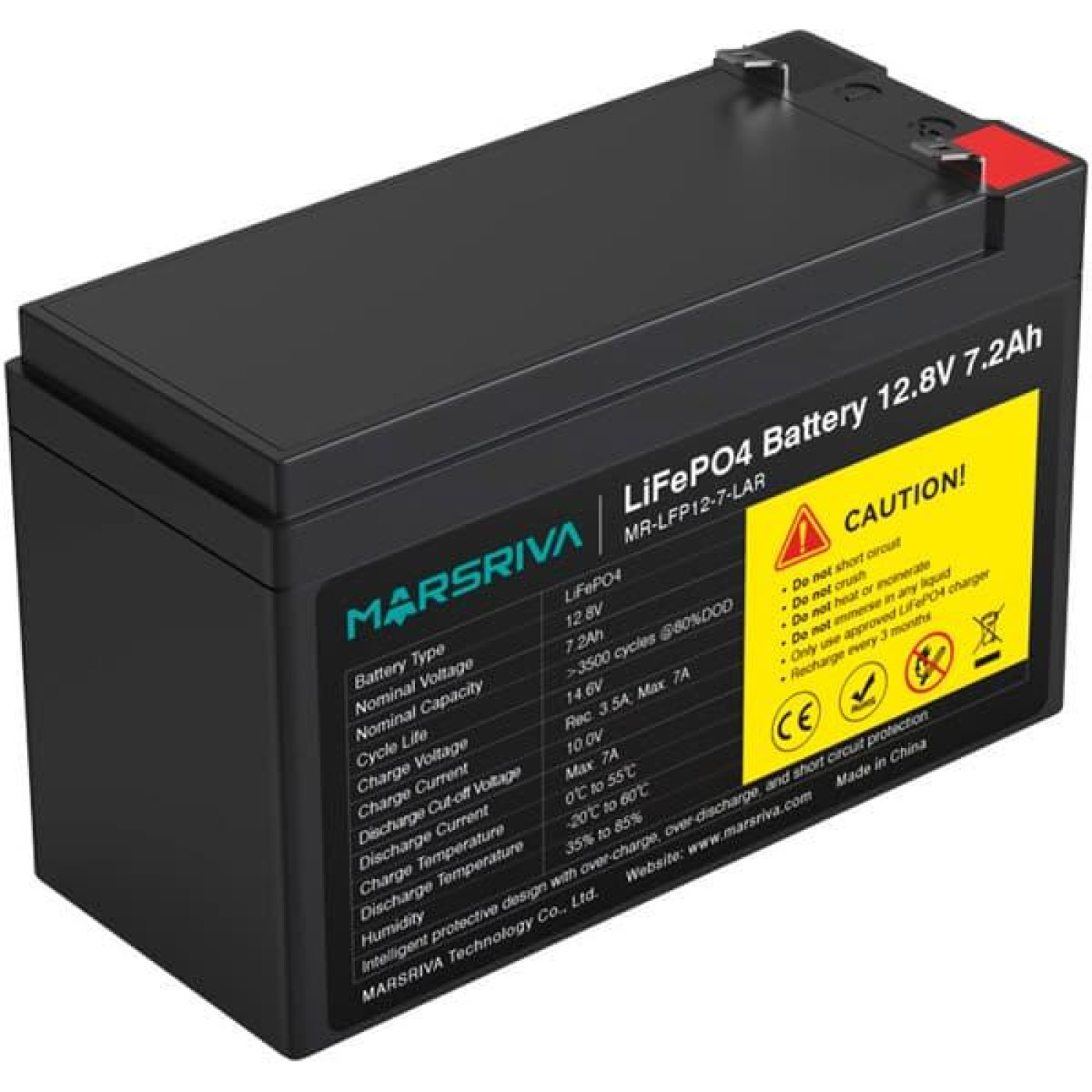 Аккумуляторная батарея для ИБП Marsriva LiFePO4 12.8 V / 7.2 А*ч (MR-LFP12-7-LAR)