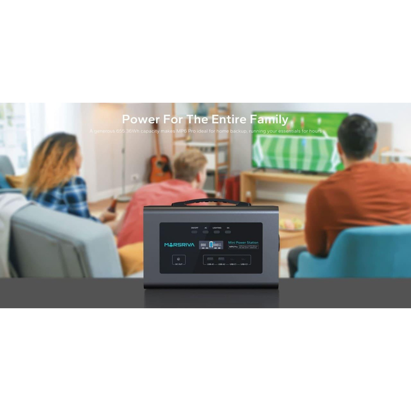 Зарядна станція Marsriva MP6Pro (655.3 Вт/г) 600W / / / LiFePO4 (MP6Pro_MARSRIVA) UA