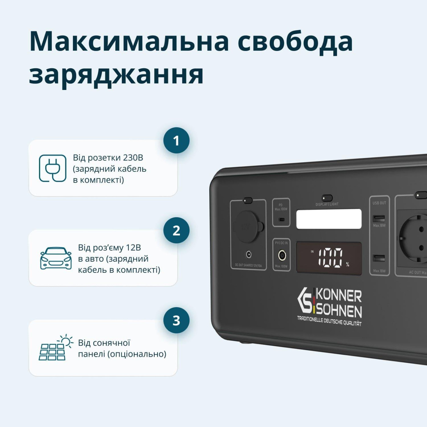 Зарядная станция Konner&Sohnen KS 500PS / 500 Вт / 448 Вт/ч / LiFePO4 (KS500PS) UA