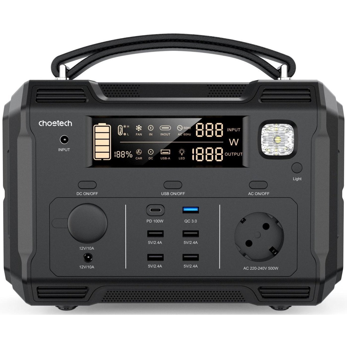 Зарядная станция Choetech BS004 / 500 Вт / 505 Вт/ч / Li-Ion (BS004-EU-BK) EU