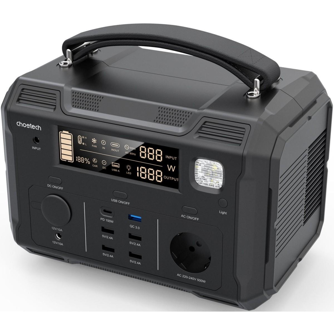 Зарядная станция Choetech BS004 / 500 Вт / 505 Вт/ч / Li-Ion (BS004-EU-BK) EU