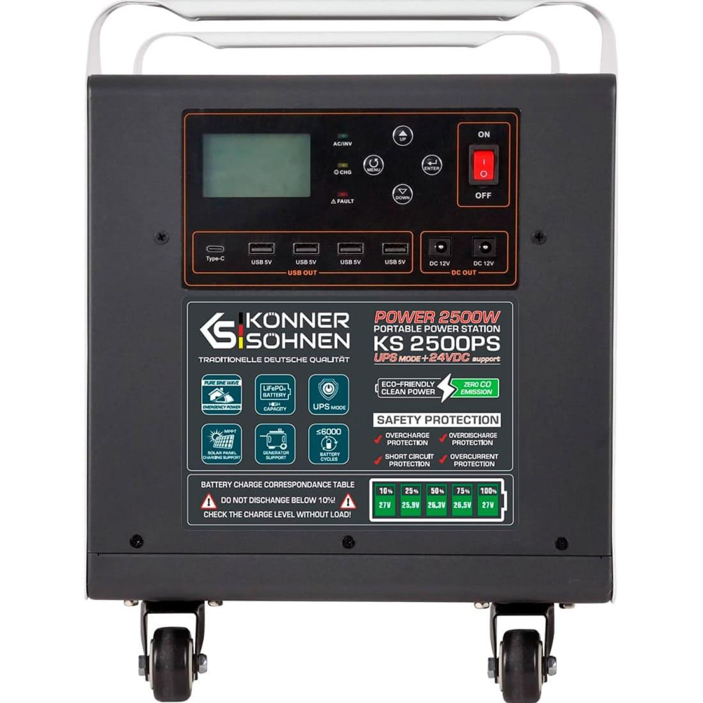 Зарядна станція Konner&Sohnen KS 2500PS / 2500 Вт / 2560 Вт/ч / LiFePO4 (KS2500PS) UA