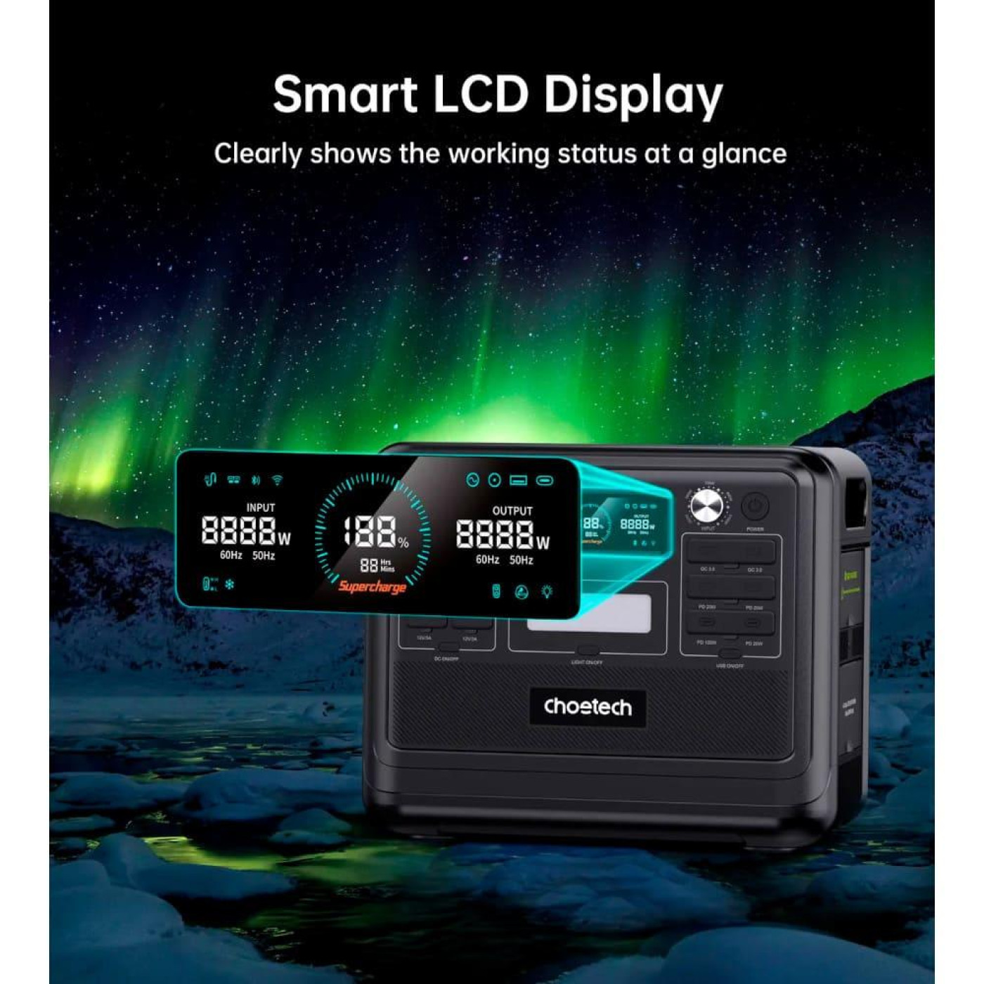 Зарядная станция Choetech BS008 / 2400 Вт / 2048 Вт/ч / LiFePO4 (BS008-BQB)