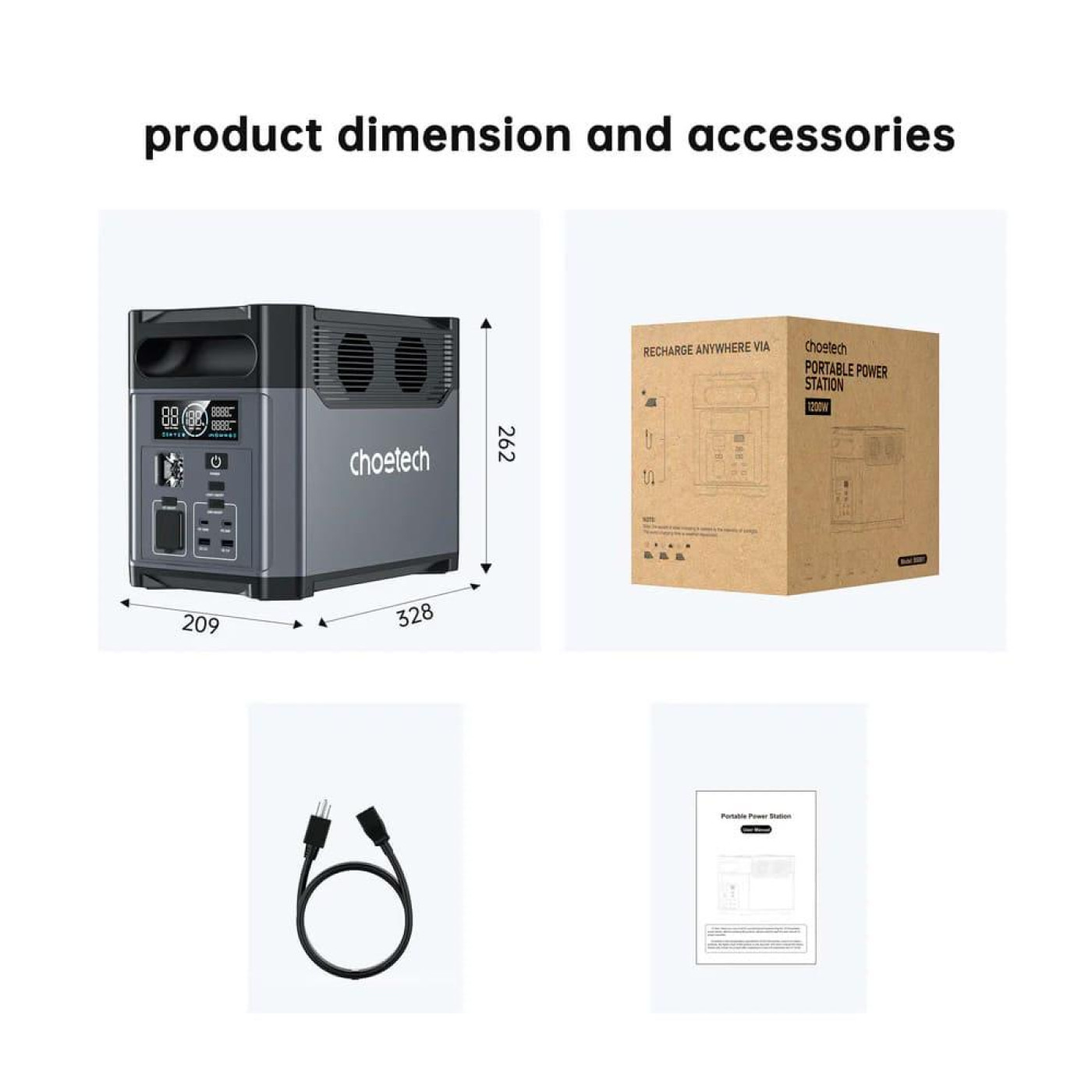 Зарядная станция Choetech BS061 / 1200 Вт / 1024 Вт/ч / LiFePO4 (BS061-BQB)